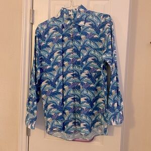 Alan Flusser blue and white long sleeve button down shirt size M
